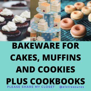 BAKEWARE for cakes muffins cookies plus cookbooks